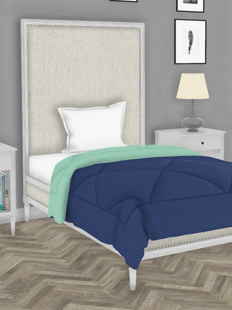 

BIANCA Navy Blue & Sea Green Solid AC Room 300 GSM Single Bed Comforter