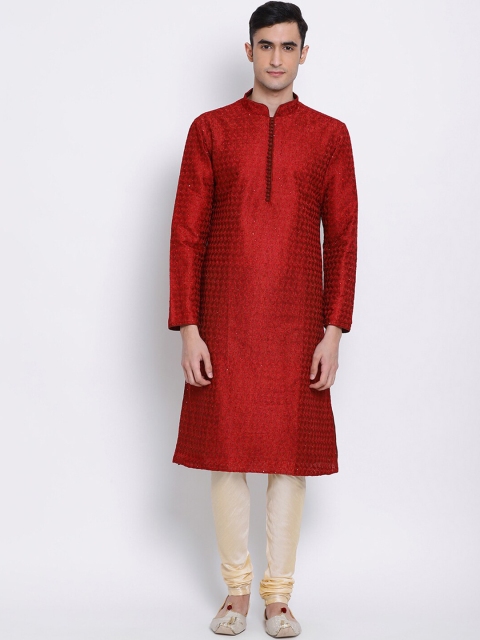 

Sanwara Men Red Embroidered Kurta