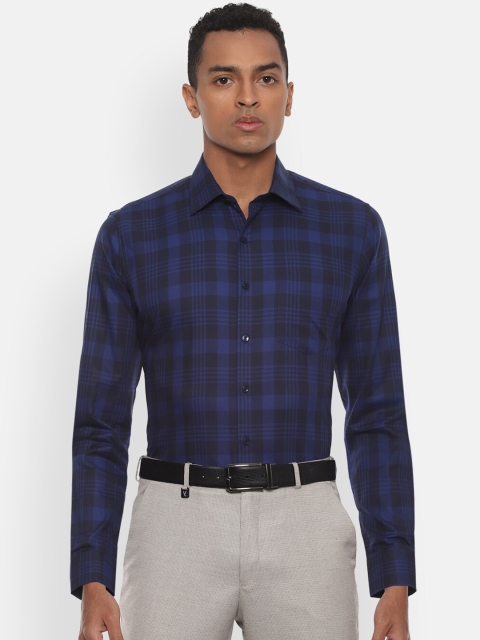 

Van Heusen Men Navy Blue Slim Fit Checked Formal Cotton Shirt