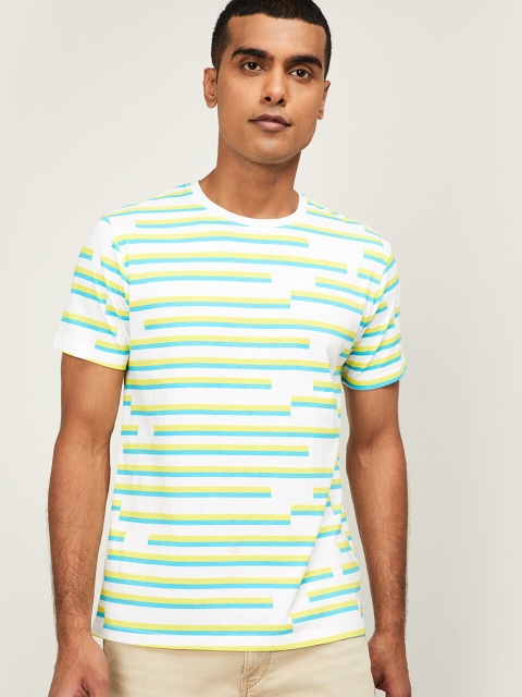 

Bossini Men White Striped Round Neck T-shirt