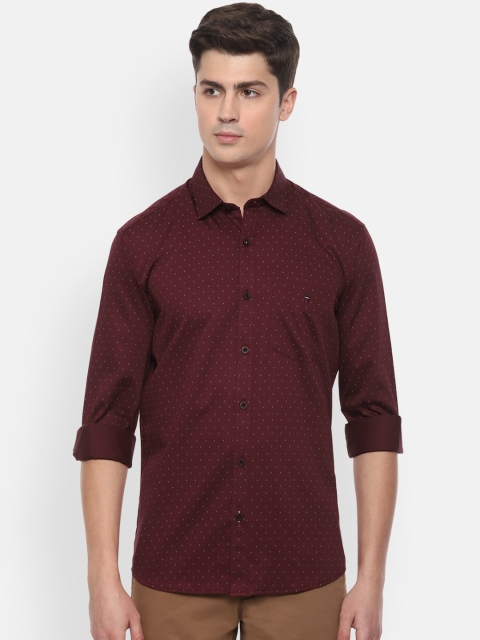 

Louis Philippe Sport Men Maroon & Grey Slim Fit Printed Casual Cotton Shirt