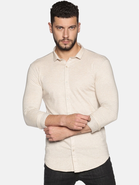 

SHOWOFF Men Beige Slim Fit Printed Casual Shirt