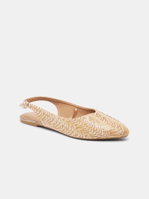 

shoexpress Women Beige Woven Design PU Mules