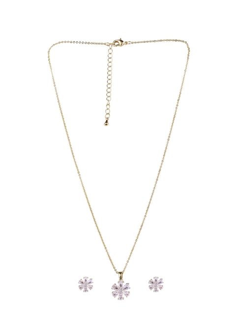 

Amavi Women Gold-Plated White Studded Jewellery Set