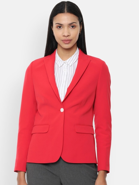 

Van Heusen Woman Women Red Solid Single-Breasted Casual Blazer