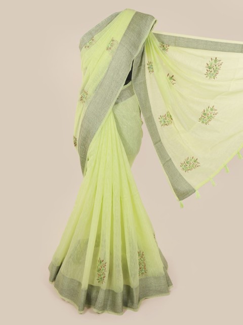 

Pothys Green Solid Jute Cotton Saree
