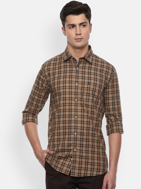 

Van Heusen Sport Men Brown & Navy Blue Slim Fit Checked Casual Shirt
