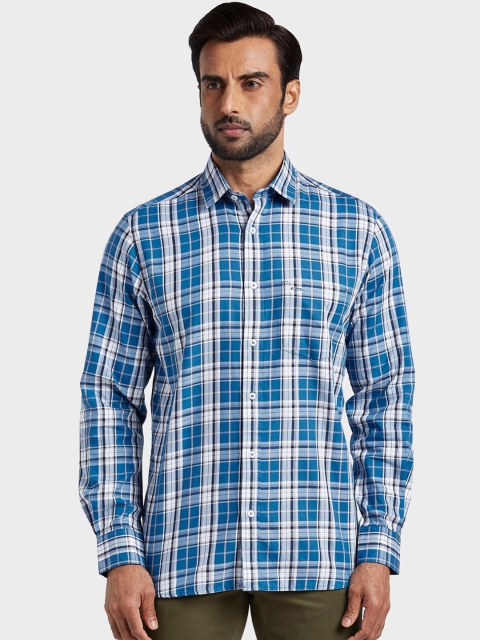 

ColorPlus Men Blue & White Tailored Fit Checked Casual Shirt