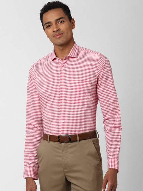 

Peter England Men Pink Slim Fit Checked Formal Shirt