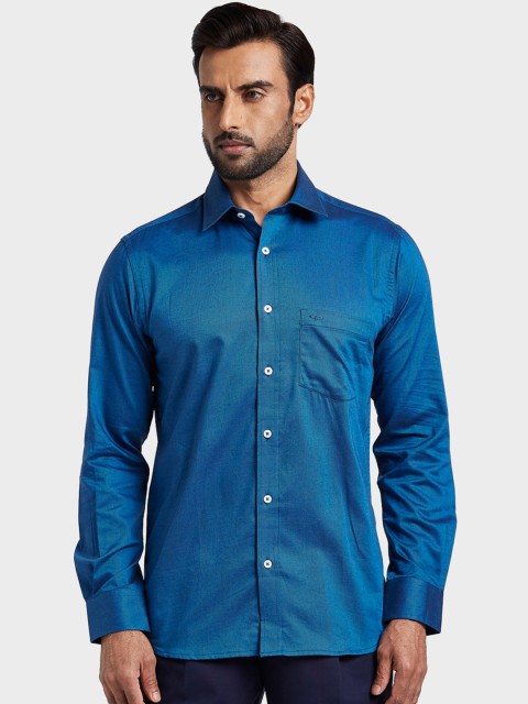 

ColorPlus Men Blue Tailored Fit Solid Casual Shirt