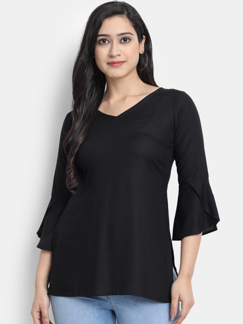 

Globon Impex Black Bell Sleeves Liva Regular Top