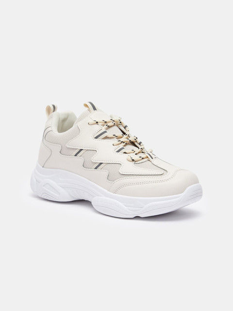 

shoexpress Women Beige PU Walking Shoes
