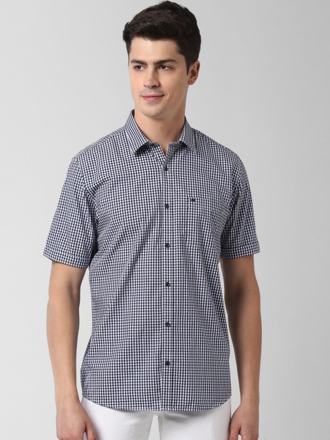 

Peter England Casuals Men Navy Blue & White Slim Fit Checked Casual Shirt