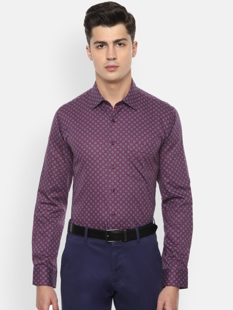 

Van Heusen Men Navy Blue & Maroon Slim Fit Printed Formal Cotton Shirt