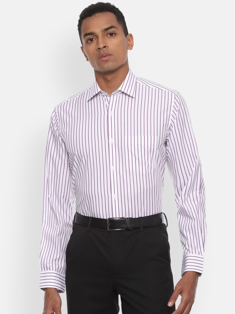 

Van Heusen Men White & Purple Regular Fit Striped Formal Cotton Shirt