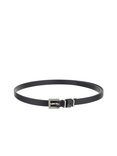 

Calligraphy Women Black & Silver-Toned Solid Leather Belt