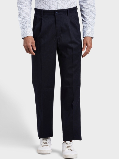 

ColorPlus Men Navy Blue Regular Fit Solid Regular Trousers