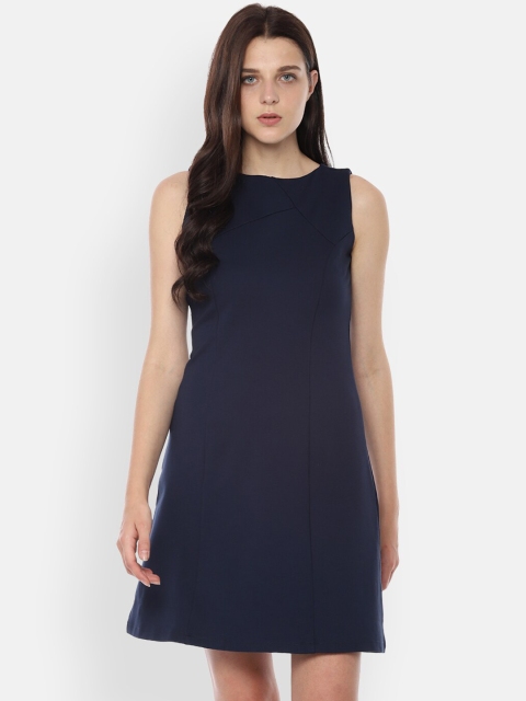 

Allen Solly Woman Women Navy Blue Solid A-Line Dress
