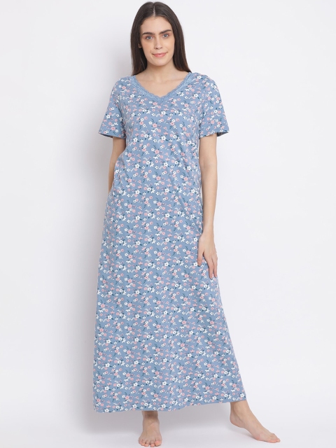 

Kanvin Blue Printed Nightdress