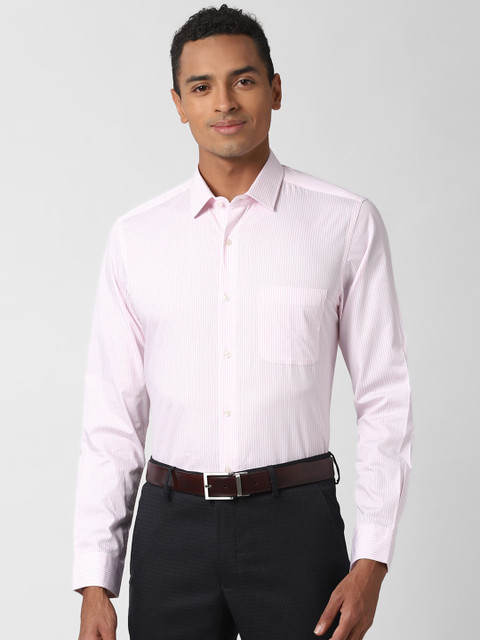 

Peter England Men Pink & White Slim Fit Striped Cotton Formal Shirt