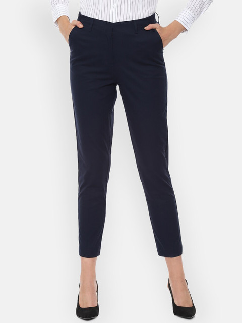 

Van Heusen Woman Women Navy Blue Regular Fit Solid Formal Trousers