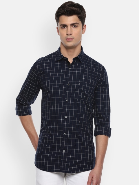 

Van Heusen Sport Men Navy Blue Slim Fit Checked Casual Shirt
