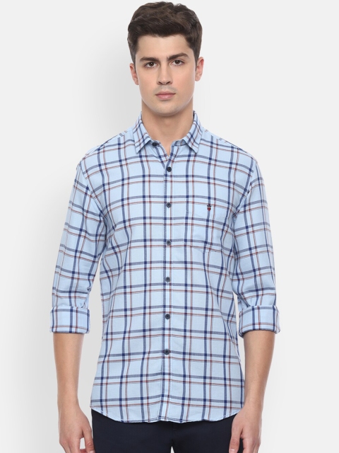 

Louis Philippe Sport Men Blue & Maroon Slim Fit Checked Casual Cotton Shirt
