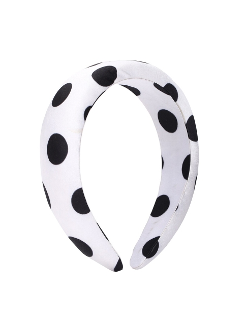 

FOREVER 21 White & Black Polka Dots Printed Cushion Hairband