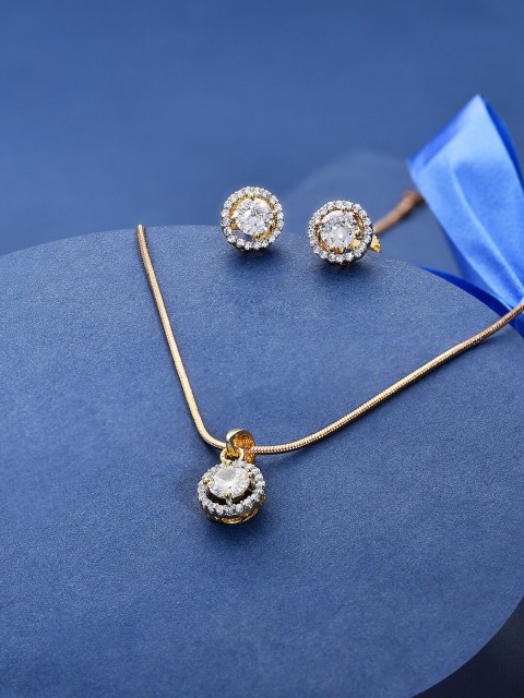 

Amavi Gold-Plated & White AD-Studded Jewellery Set