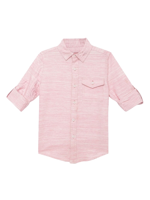 

UNDER FOURTEEN ONLY Boys Pink Regular Fit Solid Cotton Casual Shirt