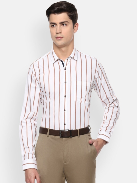 

Van Heusen Men White & Brown Slim Fit Striped Formal Shirt