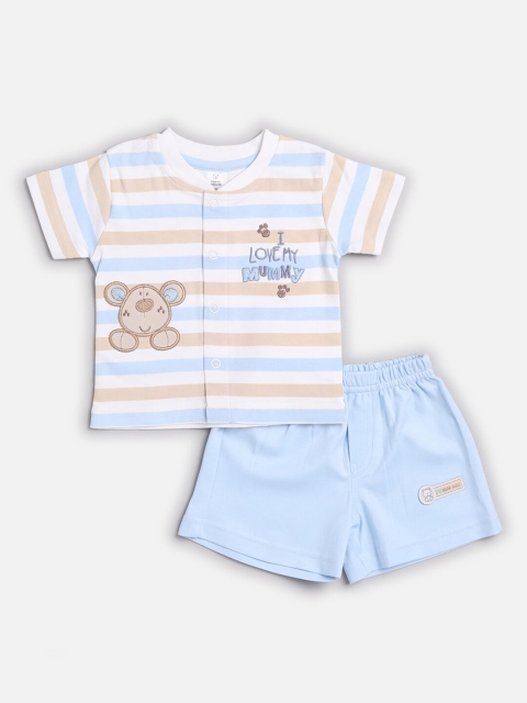 

TOFFY HOUSE Boys Blue & White Striped Shirt with Shorts