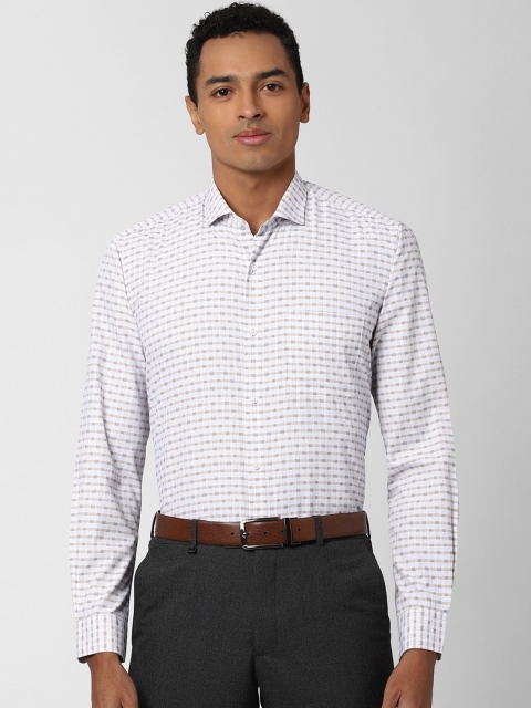 

Peter England Men White Regular Fit Checked Formal Shirt