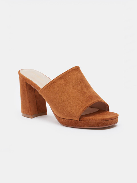 

shoexpress Women Tan Brown Solid Mules