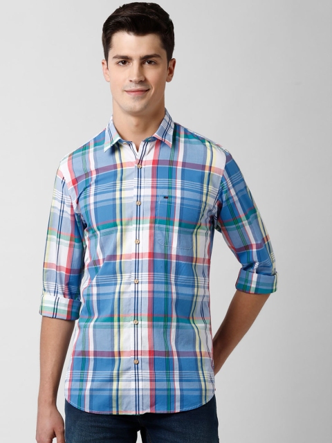 

Peter England Casuals Men Blue & Off-White Slim Fit Checked Casual Shirt