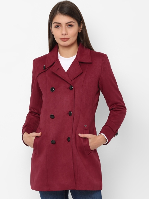 

Allen Solly Woman Maroon Solid Windcheater Tailored Jacket