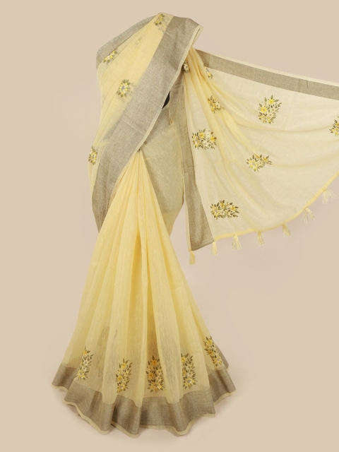

Pothys Yellow Woven Design Jute Cotton Saree