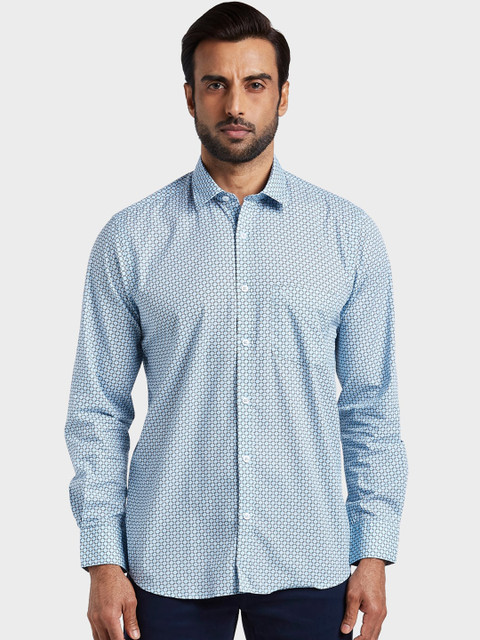 

ColorPlus Men Blue Tailored Fit Printed Casual Shirt