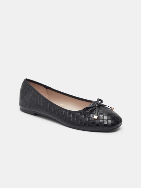 

shoexpress Women Black Woven Design PU Ballerinas