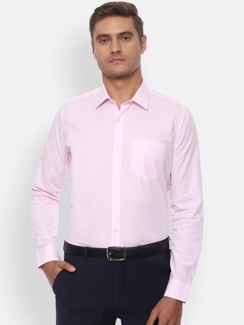 

Van Heusen Men Pink Slim Fit Striped Formal Cotton Shirt