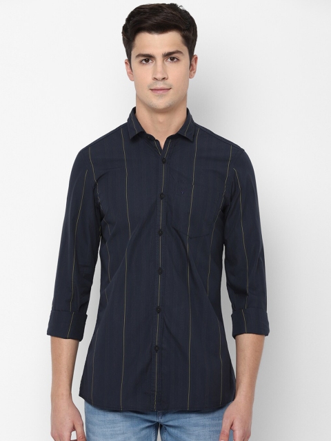 

Allen Solly Sport Men Navy Blue & Yellow Regular Fit Striped Casual Cotton Shirt