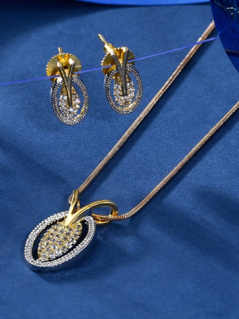 

Amavi Gold-Plated White AD-Studded Jewellery Set