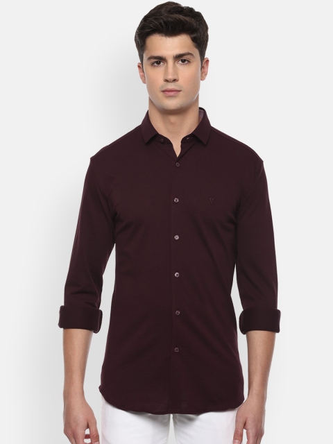 

V Dot Men Maroon Slim Fit Solid Casual Shirt