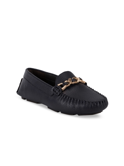 

ROSSO BRUNELLO Women Navy Blue Embellished Leather Loafers