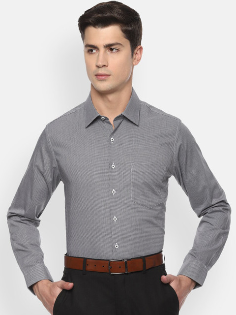 

Van Heusen Men Black & White Slim Fit Checked Formal Cotton Shirt