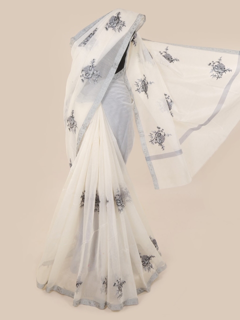 

Pothys White Woven Design Supernet Saree