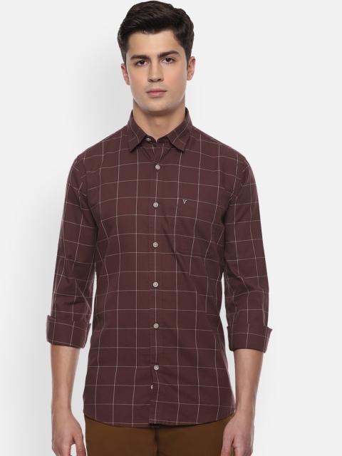 

Van Heusen Sport Men Brown & White Slim Fit Checked Pure Cotton Casual Shirt