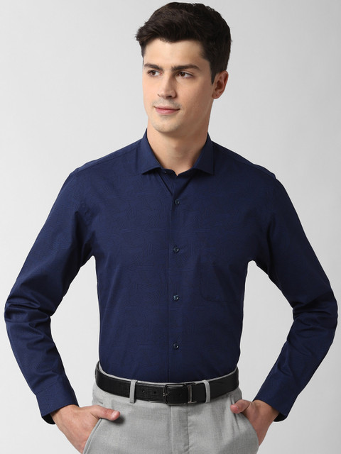 

Peter England Men Navy Blue Slim Fit Solid Formal Shirt