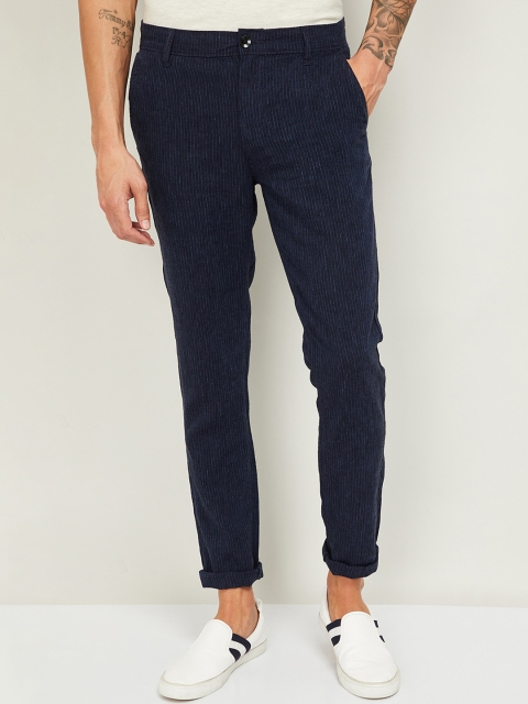 

Fame Forever by Lifestyle Men Navy Blue Slim Fit Self Design Regular Trousers