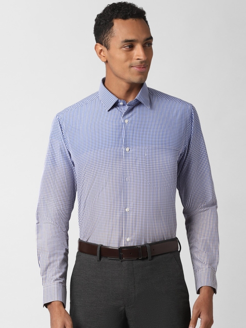 Peter England Men Blue Regular Fit Striped Casual Shirt